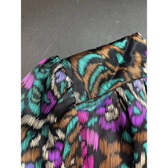 Vintage Baron Peters 100% Silk Floral Dress Sz 12 Multicolor Jewel Toned V-neck - Picture 7 of 16